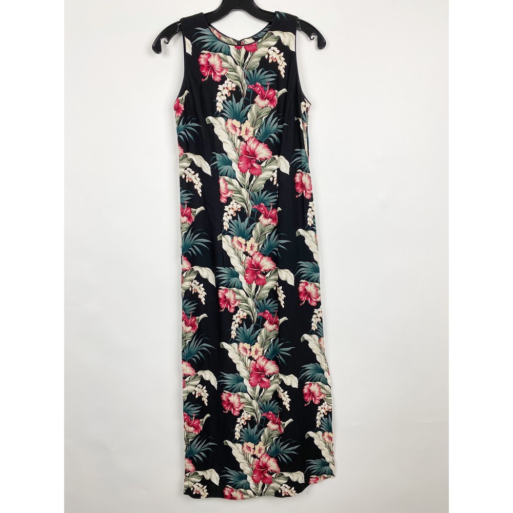 Vintage Young Hawaii Tropical Hibiscus‎ Floral Maxi Dress Womens P (XS/S)